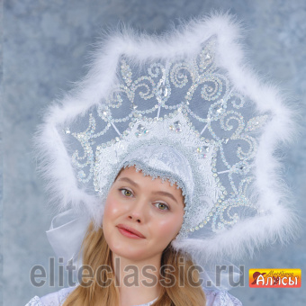 Кокошник пойетки с пухом
